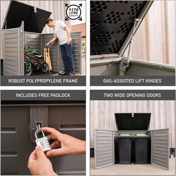 1170L Extra Large Outdoor Garden Storage Box with Padlock