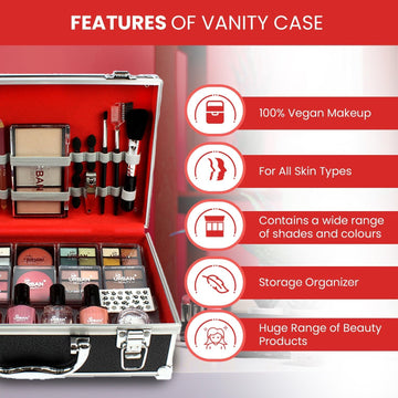Divine Beauty Vegan French Manicure Makeup Box – 76-Piece Makeup Sets – Includes Eyeshadows, Highlighter, Lipstick, Blush
