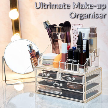 Make up Organiser for Women Teenagers Acrylic Drawers Makeup Storage 12Cm X 24Cm X 22Cm Clear Bathroom Bedroom Dressing Table Organiser